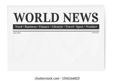 Folded newspaper. Blank background for news page template