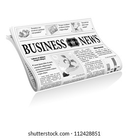 Folded Newspaper Business News with Articles and Graph, isolated on white background, vector