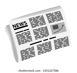 Folded newspaper in half. News or events. Badge or logo of news or yellow press