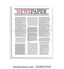 Folded newspaper icon. Open layout vector. Press publication design. Headline news view.