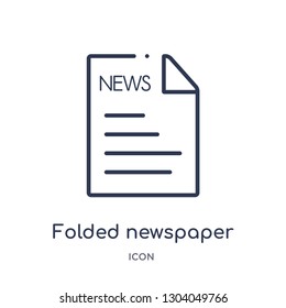 folded newspaper icon from user interface outline collection. Thin line folded newspaper icon isolated on white background.