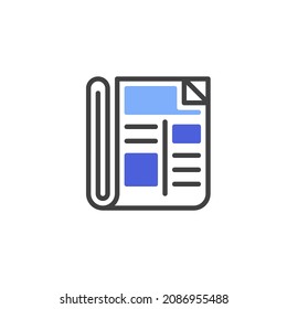 Folded newspaper line icon. linear style sign for mobile concept and web design. Newspaper news outline vector icon. Symbol, logo illustration. Vector graphics
