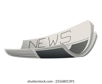 Folded newspaper. Modern news publication. Newspaper icon. Periodical printing product, daily news and sport, food and medicine, business information, latest press