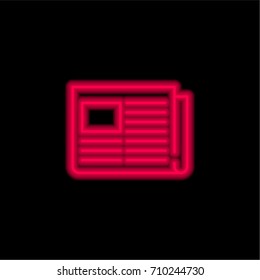 Folded Newspaper red glowing neon ui ux icon. Glowing sign logo vector