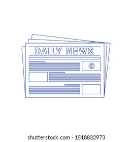 Folded newspaper vector icons with type and picture mock up and various headings News. Concept of line icon