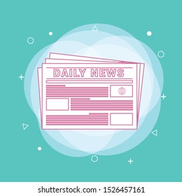 Folded newspaper vector icons with type and picture mock up and various headings News. Concept of line icon