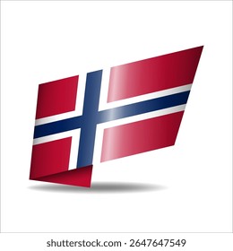 Folded Norway national flag, shining with a shadow.