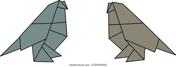 Ilustração plana dobrada do origami
