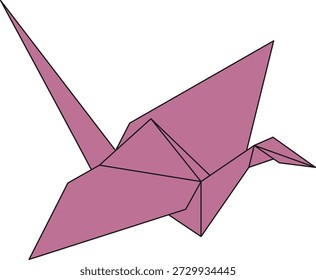 Ilustración plana de arte de origami doblado