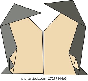 Ilustração plana dobrada do origami