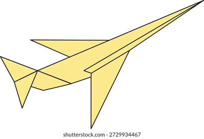 Ilustración plana de arte de origami doblado