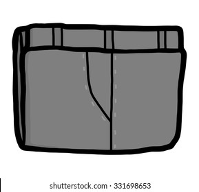 Folded Pants / Cartoon Vector And Illustration, Grayscale, Hand Drawn Style, Isolated On White Background.