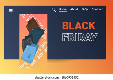 Folded Pants Fashion Clothes Black Friday Big Sale Promotion Discount Concept Horizontal Vector Illustration