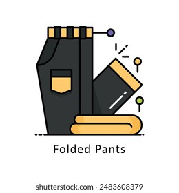 Ilustración de diseño de contorno relleno de Vector de pantalones doblados. Símbolo sobre fondo blanco EPS 10 Archivo