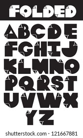 Folded paper alphabet icon symbol set