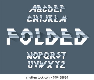  Folded Paper Alphabet Vector of paper. Ribbon folding script font. Vector of modern stylized paper font. Alphabet letters. 3d alphabets set. Elements design. Strips folding abc