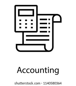 A folded paper with the calculator aside showing accounting process 