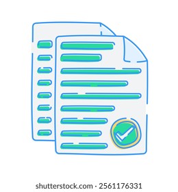 Folded Paper with Checkmarks, A paper icon with folded corner and multiple checkmarks.