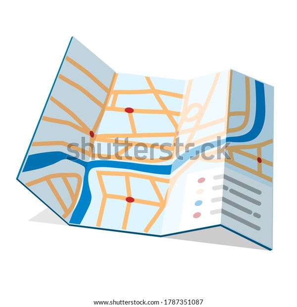 Folded Paper City Map Red Points Stock Vector (Royalty Free) 1787351087 ...