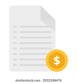 Papel doblado, icono de concepto de factura