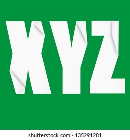 Folded paper forming the letters X Y Z . Vector illustration eps10