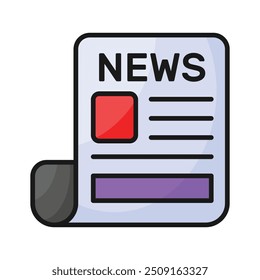 Ein gefaltetes Papier mit Überschriften, die gedruckte digitale Nachrichtenmedien darstellen, Zeitungssymboldesign