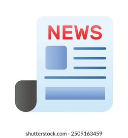 A folded paper with headlines representing printed of digital news media, newspaper icon design