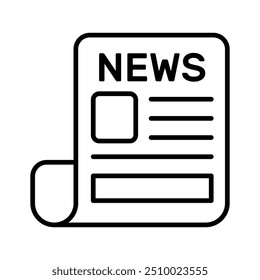 A folded paper with headlines representing printed of digital news media, newspaper icon design