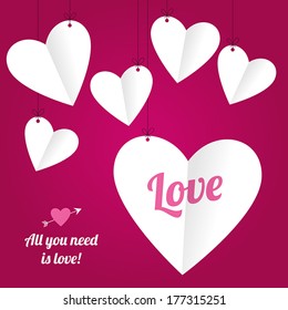 Folded Paper Hearts