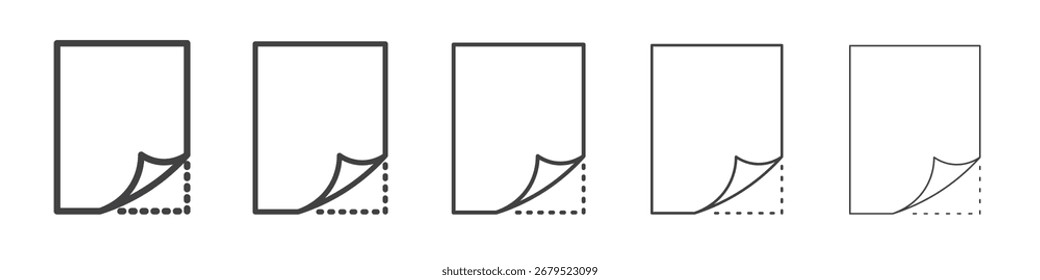 Símbolo de ilustração gráfica de linha de ícone de papel dobrado