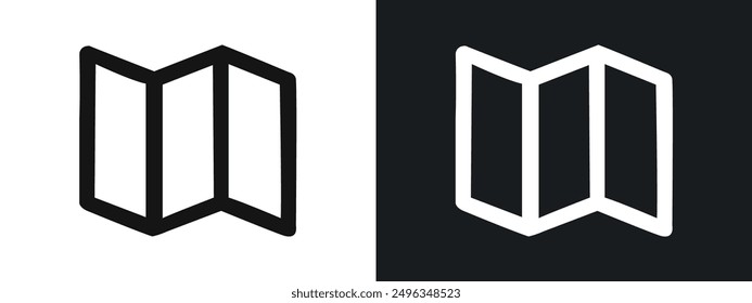 Folded Paper Icon linear graphics set vector in black