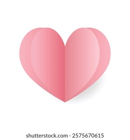 Folded Paper Isolated On White Background. Heart Balloon Heart. Pink Love.