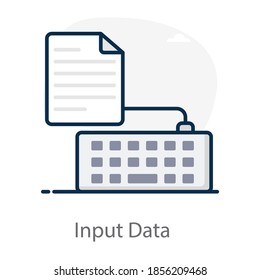 Folded paper with keyboard showcasing input data concept icon