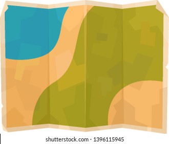 Folded paper map for hiking isolated on white background vector