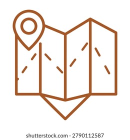 Folded paper map with location pin route illustration location navigation direction wayfinding traveling vacation