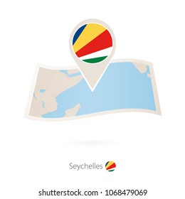 Folded paper map of Morocco with flag pin of Morocco. Vector Illustration