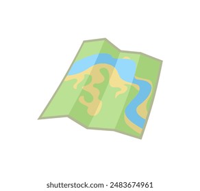 Folded paper map. Vector flat illustration. Simple icon.