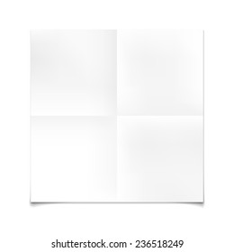 Folded paper mockup card isolated on white background, vector illustration