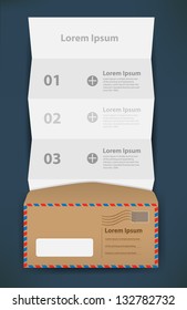 folded paper number banner with envelope, Vector illustration modern template design