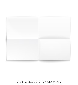 Folded paper on white background with soft shadows. Vector illustration.