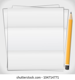 Folded paper with pencil, vector eps10 illustration