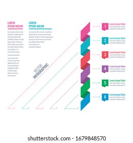 folded paper, folded ribbons infographic template. information template with six options