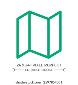 Folded paper sheet colorful line ui icon. Blank brochure for business. Printing material production. Paperwork and business. Isolated vector linear symbol. User interface element, pixel perfect