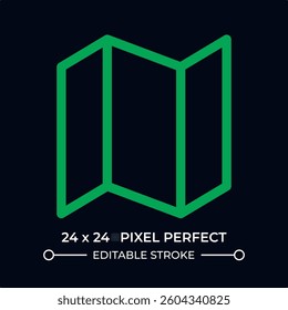 Folded paper sheet dark color line ui icon. Blank brochure for business. Printing material production. Paperwork and business. Vector outline symbol isolated. User interface element, pixel perfect
