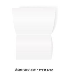 Folded paper sheet mockup with a shadow. Realistic isolated vector template.