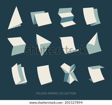 Folded Paper Sheets Documents Logo Template Stock Vector (Royalty Free