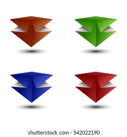 Folded paper sheets. Vector icons set.