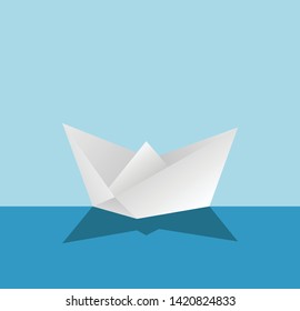 Folded paper ship vector illustration