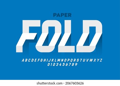 Folded paper style font design, alphabet letters and numbers vector illustration