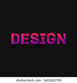 Folded paper word 'DESIGN' with dark background, vector illustration